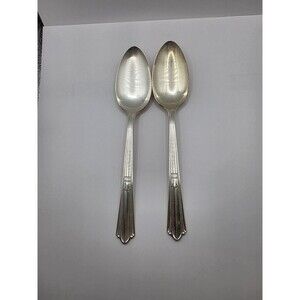 2 Serving Spoons Stratford Plate Sectional Marked IS